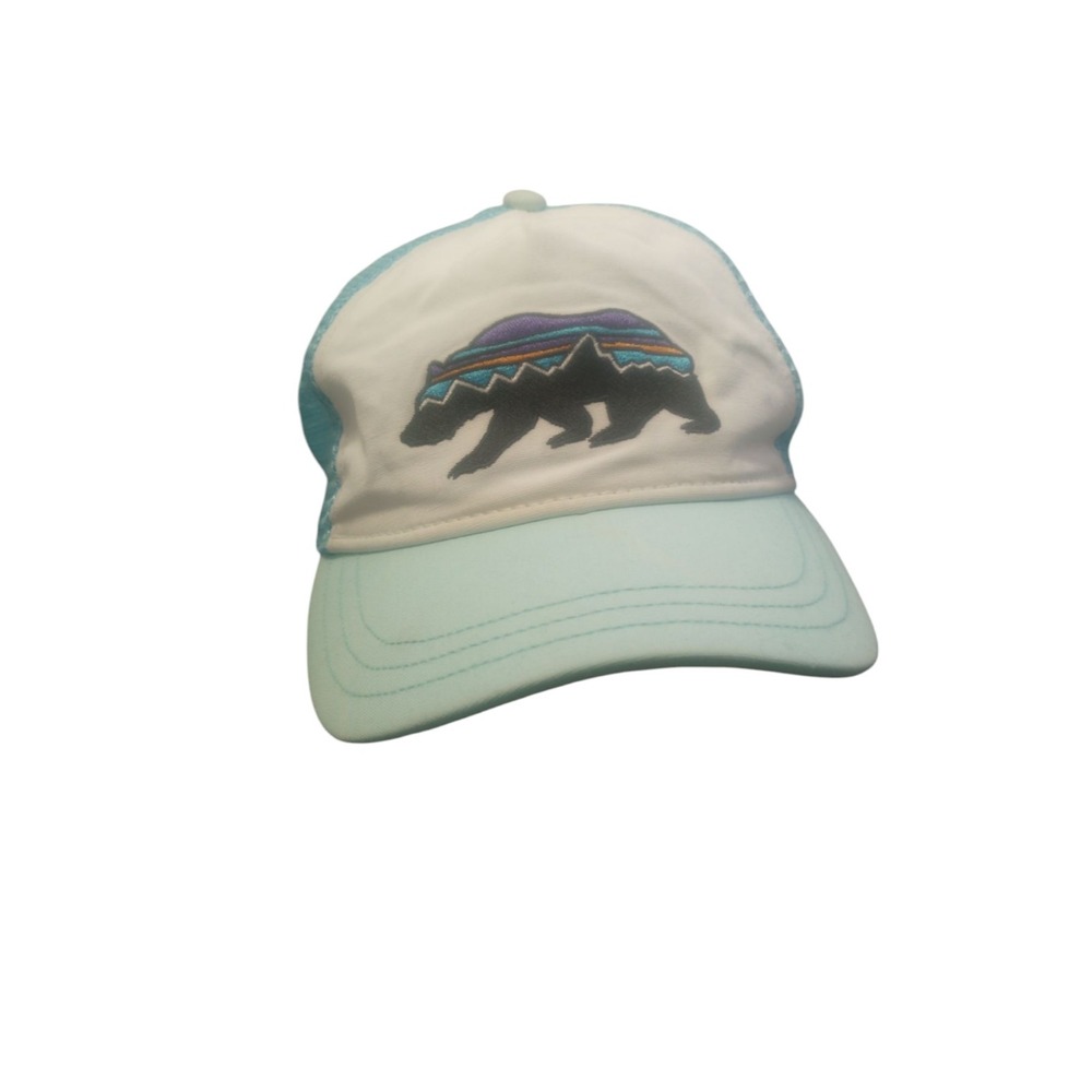 Patagonia Roy Bear Trucker Hat Cap Blue Mesh SnapBack Mountains Fishing Camp